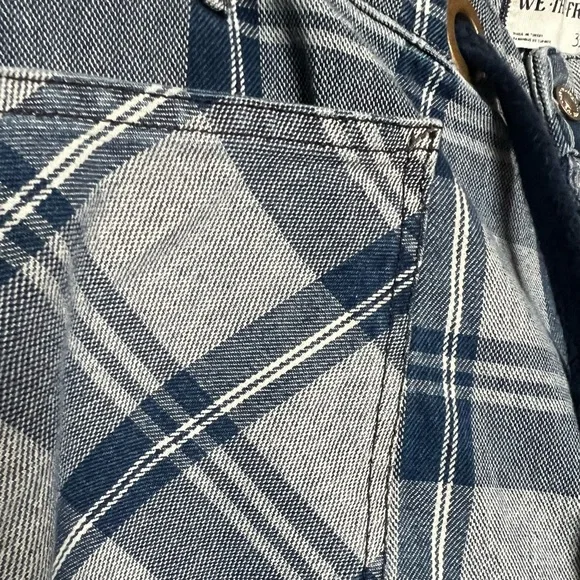 Free People WE THE FREE: Moxie Barrel Low Slung Pull On Jeans In Plaid …NWOT - Picture 9 of 10